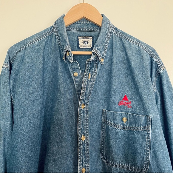 Vintage Lee 100% Cotton Blue Denim Button Down Collared Shirt Men’s Size… - Picture 2 of 8